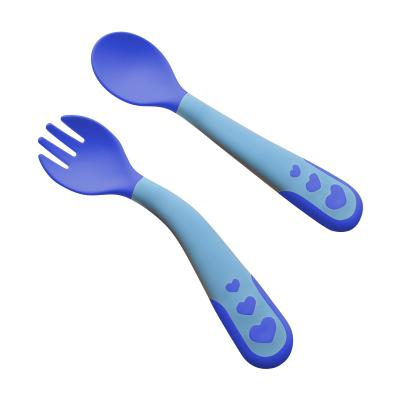 China Eco Friendly Hot Sale Sustainable BPA Free Feeding Silicone Baby Learning Fork And Spoon for sale