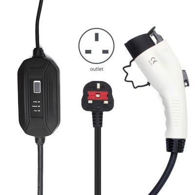 China Level 1 AC 3.5 Kw Type 1 Mobile EV Portable Charger UK Plug For Electric Car E02PC001 for sale