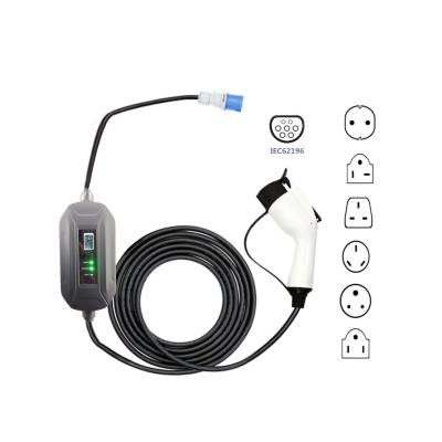 China EVSE portable ev charging electric car 3.5kw type - portable home 2 16a ev charger 10meters E02PC003 for sale