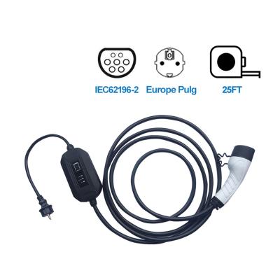 China Level 1 EV Charger 3.5kw AC 16A Electric Car Charger Portable Type IEC62196 2 Type With Schuko Plug E02PC003 for sale