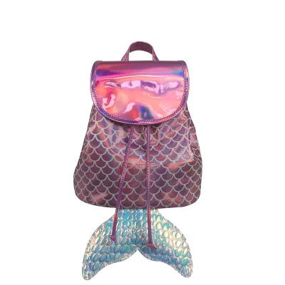 China Custom School Sparkle Scale Polyester Mermaid Tail Waterproof Bucket Drawstring School Kids Backpack for sale