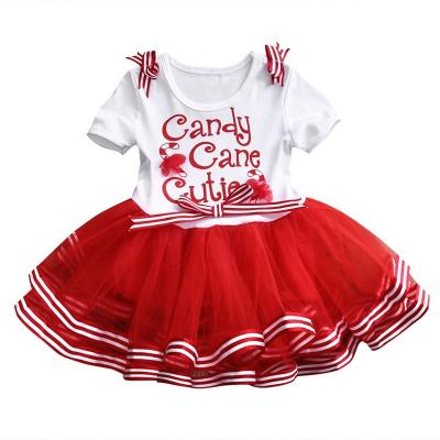 China Toddler Girls Christmas Tutu Dress Bow-knot Candy Ruffle Tulle Breathable Christmas Teams Lovely High Quality Christmas Kids Clothes for sale