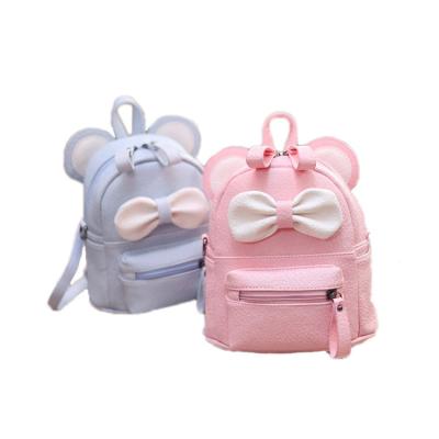 China 2020 New Cute Anti-theft Bowknot Backpack School Backpack 3D Mickey PU Bags For Children Kids for sale