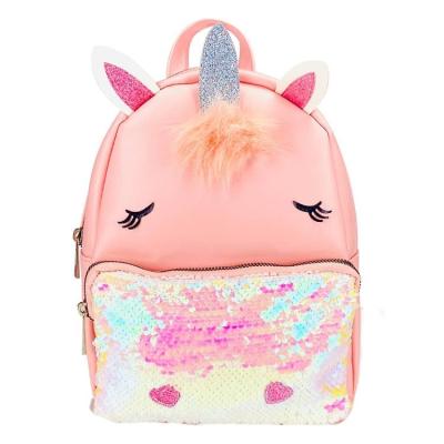 China New Design Anti-theft Pink Unicorn School Bag Backpack For Women Girls Kids With Sequin for sale