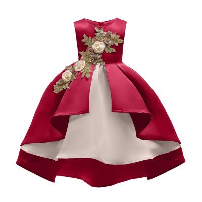 China European and American new breathable flora embroidered girl's vest princess dress tutu skirt for performance for sale