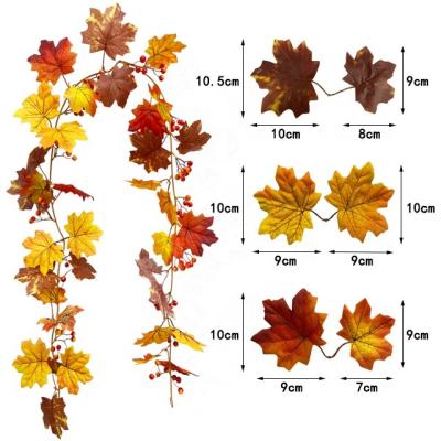 China Silk fabric. Plant Plastic Artificial Vine Maple Leaf Rattan For Christmas Flower Silk Wall Hanging Party Stage Outdoor Indoor Decoration for sale