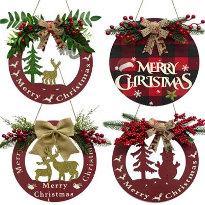 China Cheap Christmas Hanging Ornament Wooden Pendant Christamas Home Decoration Christmas Supplier For Festival Xmas Wall Hanging Wooden Pendant for sale