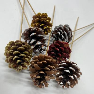 China Natural pine cones. Natural Christmas Pine Cones Pinecone Picks Rustic Mini Pine Cones with Floral Pick Pine Cones Decoration for sale