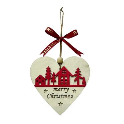 China Wholesale Cheap Hanging Wooden Christmas Tree Decorations Supplier Christmas Ornaments Laser Cut Wood Pendant for sale