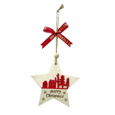 China Laser Cut Wooden Christmas Tree Ornaments Wood Christmas Tree Hanging Hanging Hanging Decorations for sale