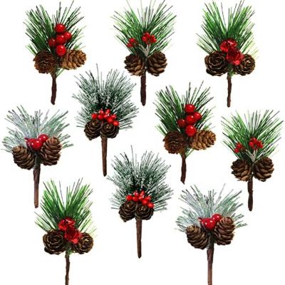 China Red Christamas decoration moss berry pine needle pinecone Christmas gift accessories pine needle gift box ornaments for sale