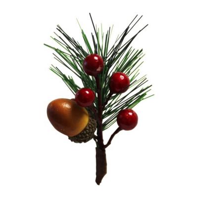 China Christamas Decoration Christmas Gift Props Pine Needle Gift Box Ornaments Artificial Acorn Pine Needle Branch PVC Foam Red Berry Pine Needle for sale