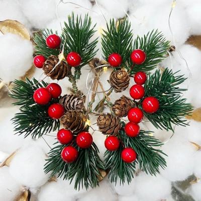 China Christmas Decoration Pine Needle Flower Branch Accessories Berry Pine Cone Christmas Picks Christmas Gift Accessories Pine Needle Gift Box Ornaments for sale