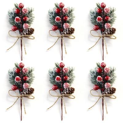 China DIY Christmas Picks Simulation Pine Cone Branch Snowflake Pine Needle Berry Red Fruit Holiday Decoration Christmas Bouquet for sale