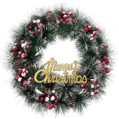 China Festival Decoration Price Low Price Christmas Wreaths With Decoration Berry Christmas Pine Needle Pine Cone Garland 2023 Red Christmas Wreath for sale