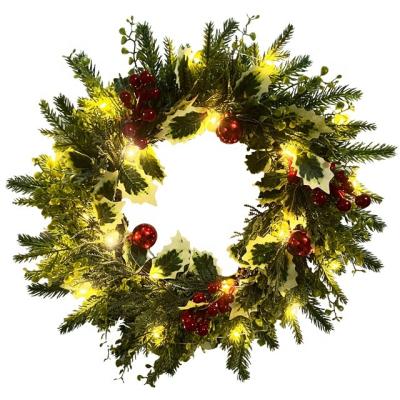 China Wholesale Artificial Christmas Garlands Decoration Christamas Led Lights and Bay Garland Christmas Garland Decor For Front Door Wall Window for sale