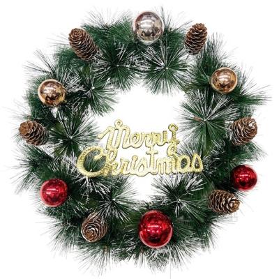 China Christamas Home Decoration PVC Pine Needle Pinecone Christmas Ball Hanging Garland Artificial Indoor Garland for sale