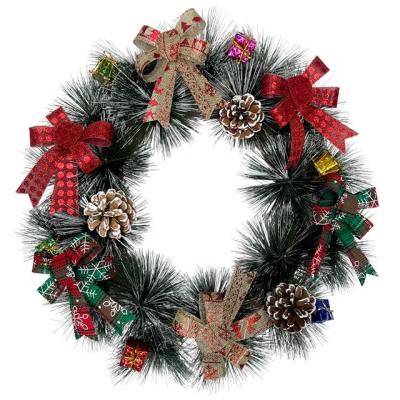 China Christamas Front Door Decoration Outdoor Christmas Wreath Pinecone Christmas Decor Wreath for Front Entry Wall Window Christmas Wreaths with Bows for sale