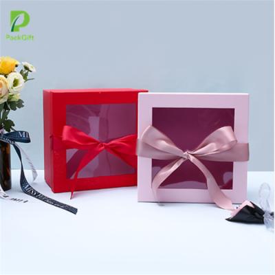 China Recycled Multicolor Materials Base And Lid Gift Box Paper Packaging Box With PVC Window for sale