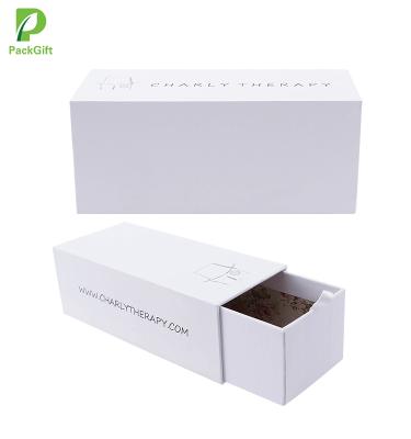 China Custom Recycled Materials Logo Kraft Paper Drawer Box , Folding Sliding Drawer Box Packaging for sale