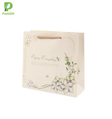 China Recyclable cheap white low cost food grade kraft paper brand strong paper bag with handle for jewelry for sale