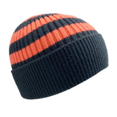 China Merino Beanie High Quality Striped Knit Winter Chunky Hat Custom Logo OEM ODM for sale