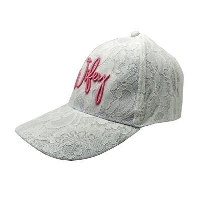 China 2021 New Gray Lace 3D Embroidery Women's Baseball Cap Custom Wholesale Fashion Lady Elegant Designer COMMON Summer Hat for sale