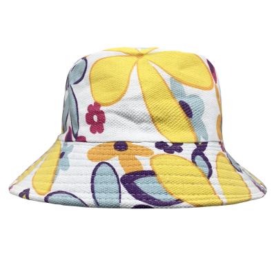 China Flower Bucket Hat Coarse Fashion Designer Character Flower Cotton Short Bucket Brim Sun Hat Cute Protection Custom Made Yellow for sale