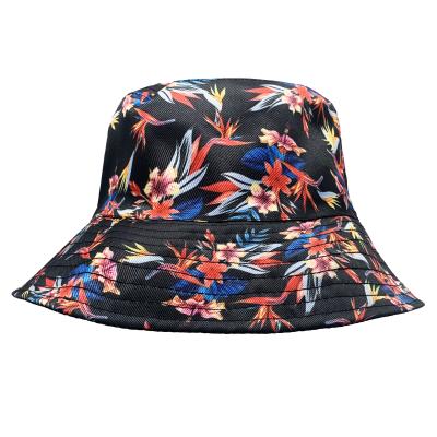 China Wholesale High Quality Unique Character Designer Sun Protection Hat Bucket Hat Brim Black Floral Custom Hat Fashion for sale