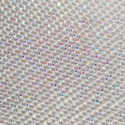 China Hotfix LOCACRYSTAL Brand Iron On 3mm Sheet Glass Mesh Fabric Stone Faux Stone for sale