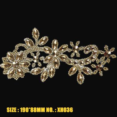 China Decoration Crystal Applique Hotfix Rhinestone Pointback Brand Dress Patch LOCACRYSTAL for sale