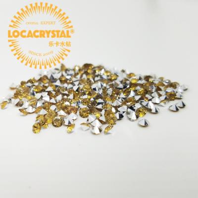 China LOCACRYSTAL Brand Gold Factory Direct Aluminum Spun Resin Chaton Shape Rhinestone Pointback for sale