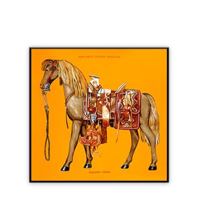 China Classic modern art decoration hotel wall hanging printed large golden horse painting for sale