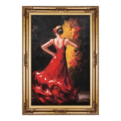 China High Quality Modern Girl Red Dancer Dress Decor Wall Art Handmade Dafen Canvas Oil Paintings for sale