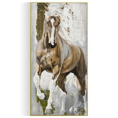 China Modern Custom Canvas Paintings Animals Artist Paintings Handmade Pop Art Anime White Horse Decoration Oil Painting for sale