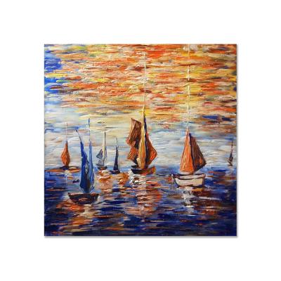 China Impressionist Pure Handmade Famous Seascape Landscape Abstract Sailboat Oil Painting for sale