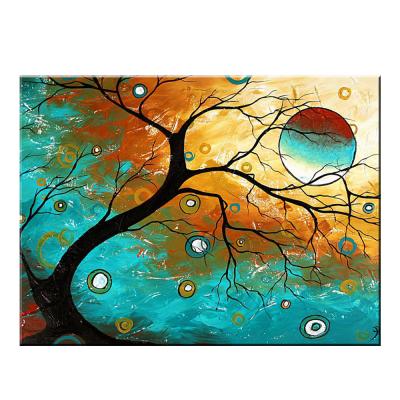 China Modern handmade high resolution beautiful village tree landscape natural oil painting for sale