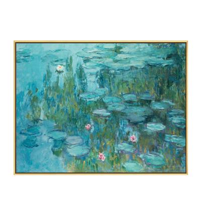 China Handmade Impressionist Monet Art Reproduction Famous White Lotus Flower Oil Painting for sale