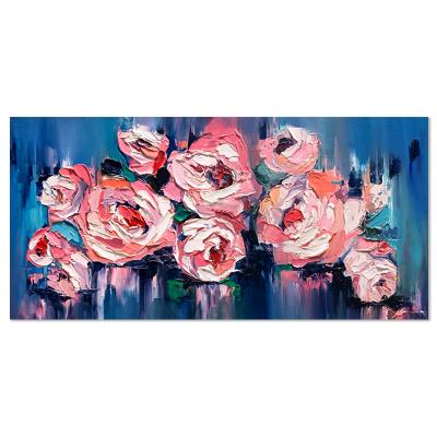 China Abstract Handmade Palette Knife Rose Textured Abstract Flower Designs Canvas Oil Painting for sale