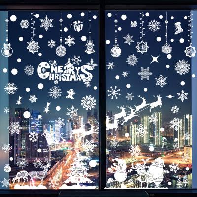 China Waterproof+Eco-friendly Christmas Window Glass Cling Decorations Snow Wall Stickers Santa Claus Decals for sale