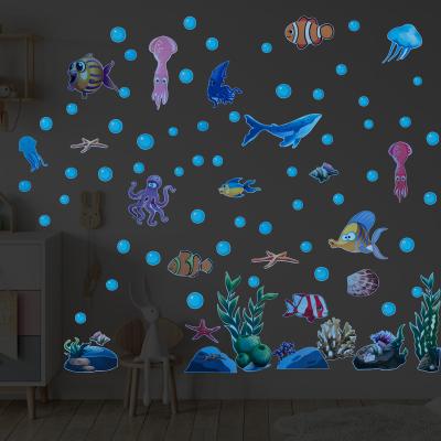 China Waterproof+Eco-friendly Blue World Glow Decal AFG3358 Underwater Blue Underwater Decal Marine Life Wall Decal for sale