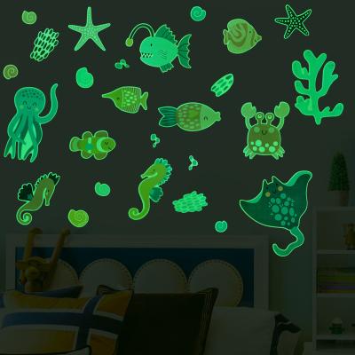 China Waterproof+Eco-friendly Luminous Green Underwater Marine Life Octopus Sticker Luminous Wall Sticker for sale