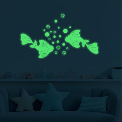 China Waterproof+Eco-friendly Glow in the Dark Film Carving Repeated Luminous Goldfish Sticker Lovers Goldfish Wall Sticker for sale