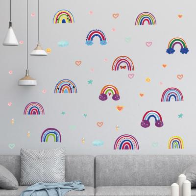 China Waterproof+Eco-friendly Cartoon Love Rainbow Heart Shape PVC Frosted Decorative Stickers Wall Decals for sale