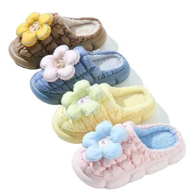 China Cushioning LBK Ladies Flower Bear Rabbit Embroidered EVA Cotton High-end Non-slip Wear Resistant Slippers for sale