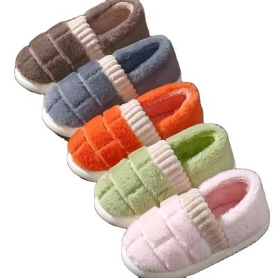 China LBK stitching side plaid simple home cushioning and outdoor thick-soled non-slip cotton bag heel slippers for sale