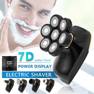 China Newest Electric Shaver LED Display Beard Trimmer Washable Twin Nose Trimmer USB Blade Hair Clippers 7D Rechargeable Electric Shaver For Men for sale