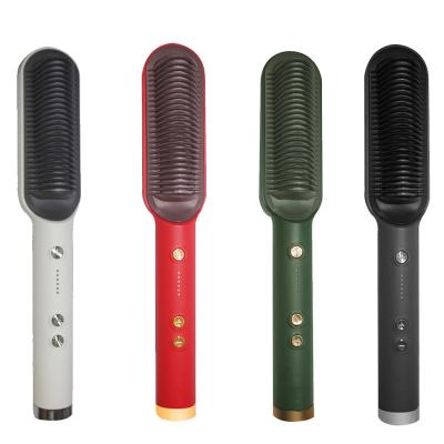 China Outdoor Professional 2 in 1 Straightener Hair Curler Quick Heating Hair Styling Tool Iron Hair Straightener Ceramic Flat Brush for sale