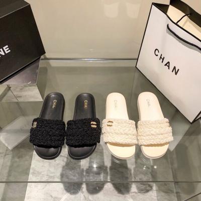 China CUSHIONING 2022 pure color handmade unique casual soft woven slides new pearl women bedroom indoor slippers by string for sale