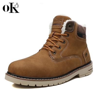 China CUSHIONING Mens Casual Higher Quality Velvet Warm And Waterproof Top Cowhide Hiking Boots OEM for sale